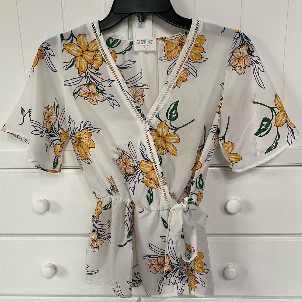 White floral blouse